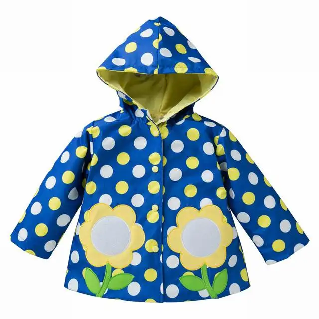 Г. Весенне-осенние куртки с капюшоном для маленьких девочек от 2 до 6 лет; повседневная детская верхняя одежда с цветочным узором; Водонепроницаемая Детская куртка - Цвет: Dark Blue