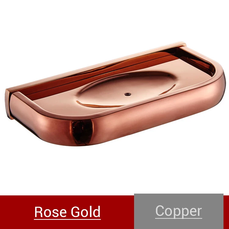 Rose Gold Держатель для мыла для ванной комнаты, настенный поднос из розового золота, бронзовый черный медный мыльница для душа, хромированная полка для мыла, тарелка для ванной комнаты K001 - Цвет: Rose Gold