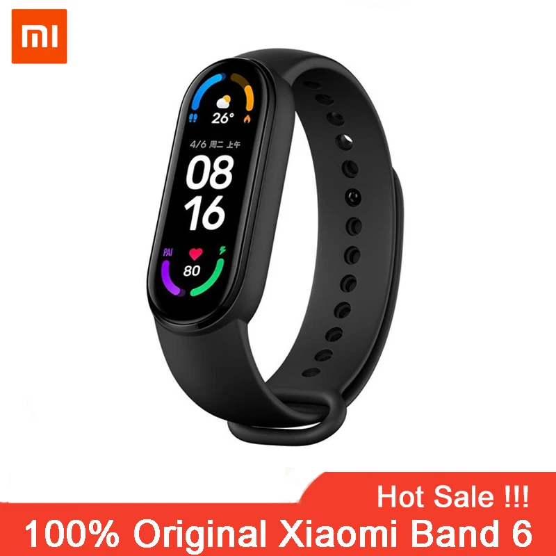 Xiaomi-pulsera inteligente Mi Band 6, reloj inteligente deportivo resistente al agua con control del ritmo cardíaco, oxígeno en sangre y Bluetooth