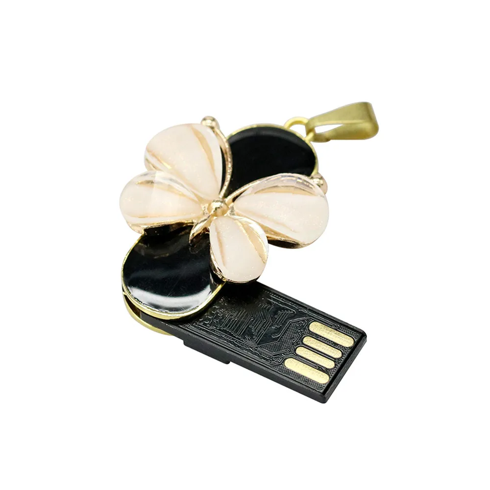 Персонализированный USB флеш накопитель в виде бабочки с хрустальным ожерельем 8