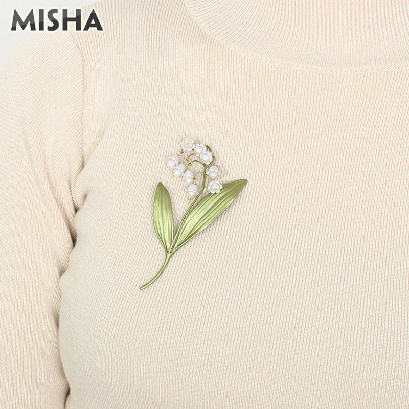 MISHA, роскошная брошь для женщин, белая Лилия, трендовый дизайн, большая пресноводная жемчужина, брошь на булавке для женщин, Дамский подарок на день рождения 02646