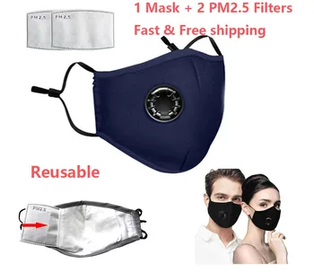 

Anti Dust PM2.5 Mouth Mask With 2 Replaceable Filters Breathable Cotton Face Mask Washable Respirator Mouth-muffle