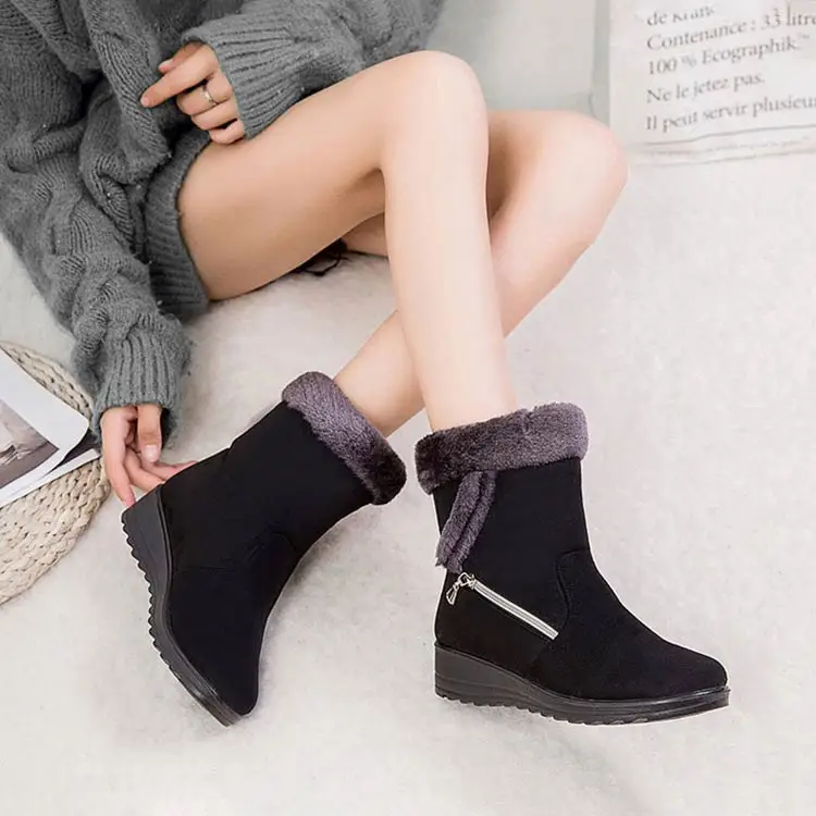 Зимняя повседневная обувь с круглым носком; коллекция года; однотонные плюшевые ботильоны; женская теплая зимняя обувь; zapatos de mujer; женские зимние ботинки