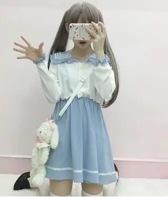 Style No.1212 Милые женские милые мешковатые летние платья милый кот платье, свободные матросские Colar платье консервативный Стиль Одежда - Цвет: Style No.1212