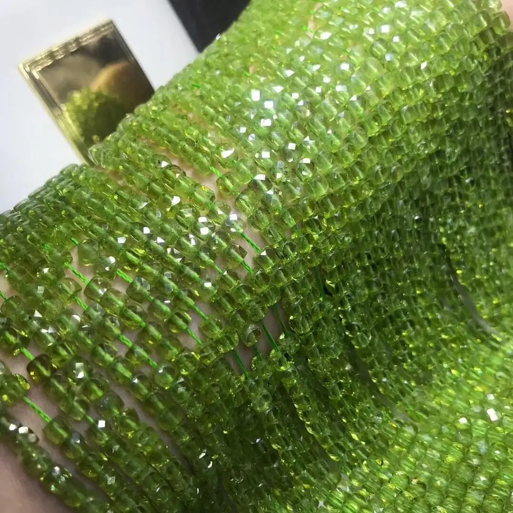 Перидот зеленый квадрат граненый 4-5 мм для DIY ювелирных изделий делая свободные бусы fppj бусины Природный камень пряжка с символом мира - Цвет: AAAAA