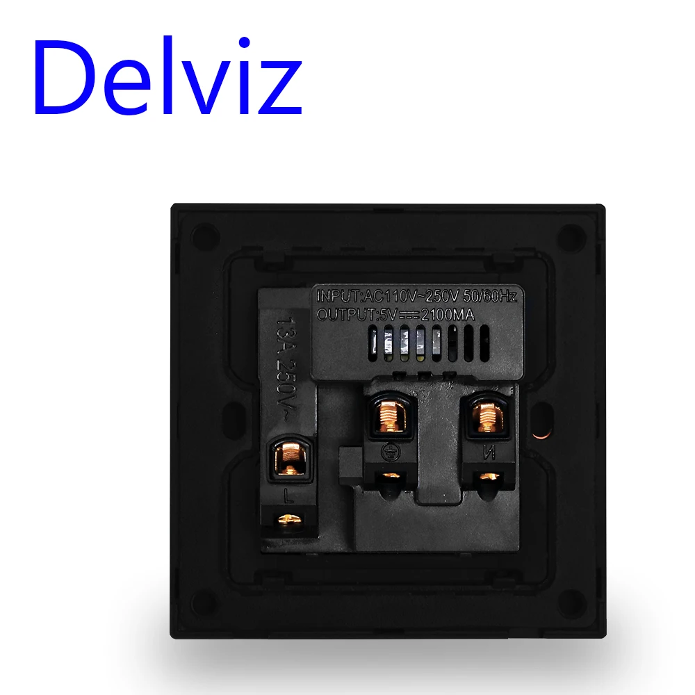 Настенная розетка Delviz usb черная панель многофункциональная 3 шпильки
