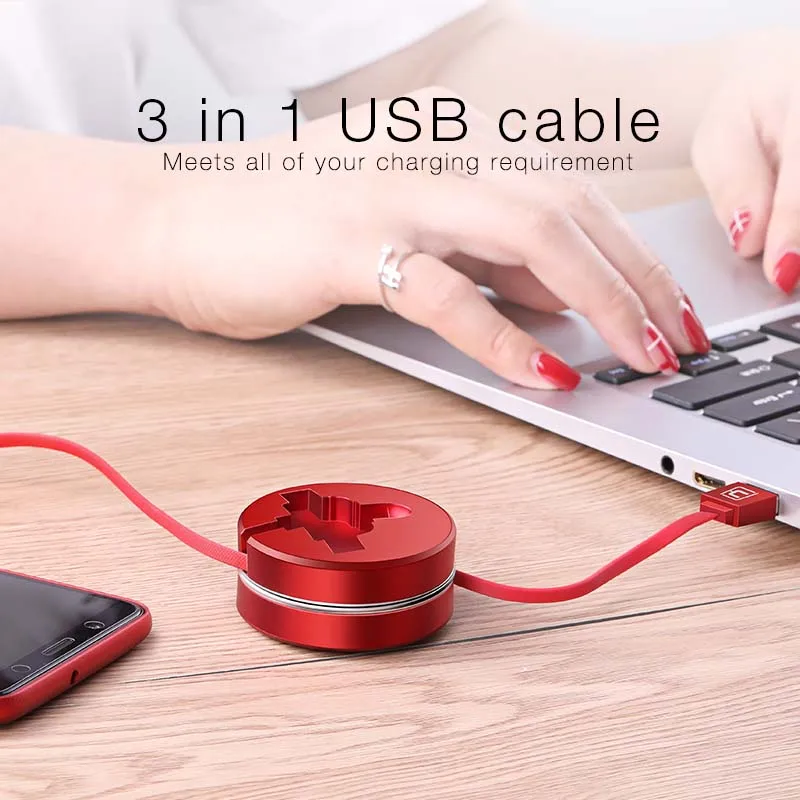 3 в 1 Многофункциональный портативный микро USB type C 8-контактный практичный usb кабель для IPhone X 8 7 6 Крест Дизайн выдвижной 100 см