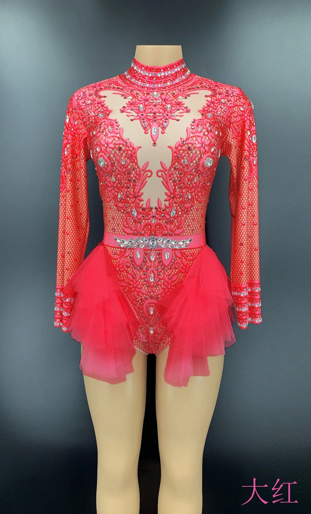 bodysuit top Pink Silver Rhinestone Long Sleeves Bodysuit Birthday Celebrate Prom Outfit Women Dancer Singer Party Show Outfit white bodysuit