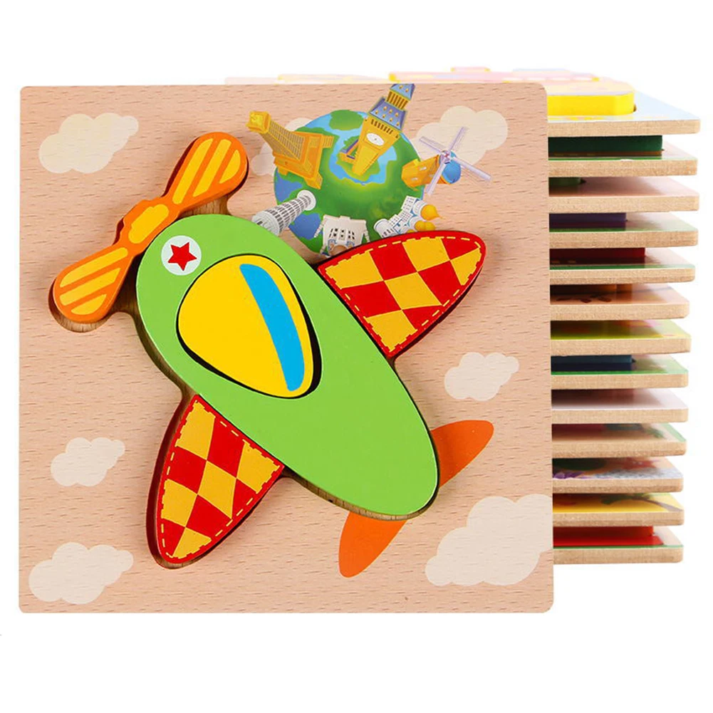 

Toddler Kid Educational Wooden Board Block Animal Shape 3D Jigsaw Puzzle Toys