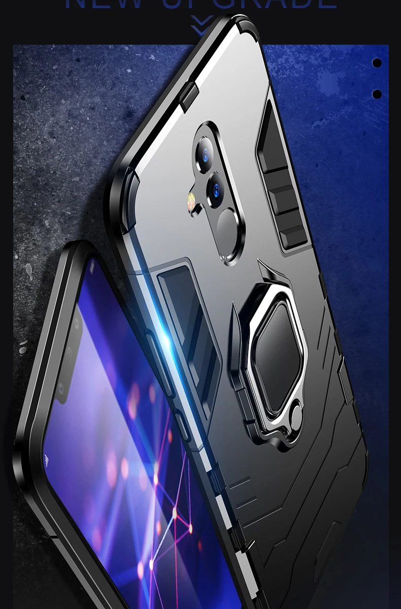 Mate 20 Lite Heavy Duty Armor Metal Ring Drop-proof Case For Huawei Mate 20 Lite SNE-LX1 SNE-L21 SNE-LX3 SNE-LX2L23 Couqe Fundas cell phone pouch