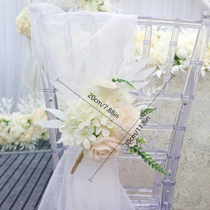 JAROWN Artificial Rose Peony Eucalyptus White Silk Flower Row Wedding Party Home Decor Table Centerpiece Flower Corner Flowers (27)