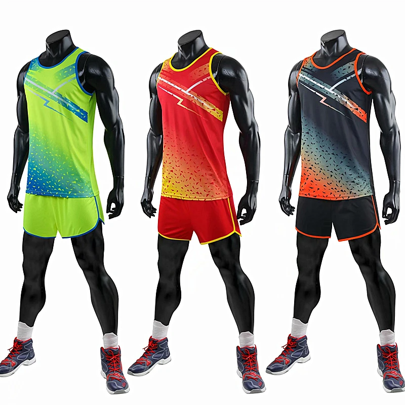 

Men Women and Kids Vest+Shorts Competition Running Sets Track and field sportswear Sprint Running suit Marathon Clothes