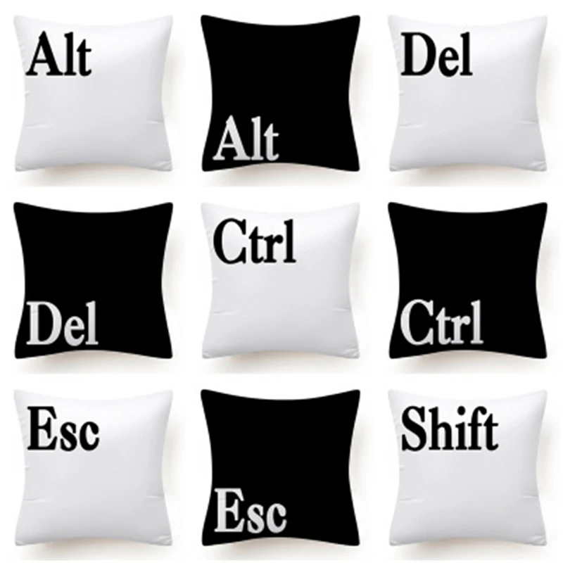 

Cushion Cover Keyboard Alt Del Ctrl Enter Shift Letters Pillow Case Home Decoration Pillow Pillowcase Office Sofa Cushion Cover