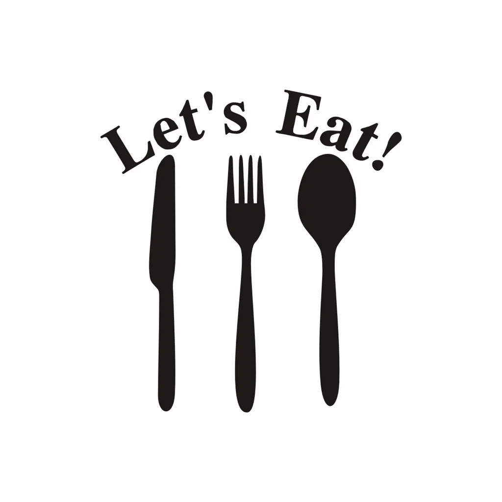 Lets Eat Ложка Вилка Наклейка на стену самоклеящаяся ПВХ Мобильная креативная