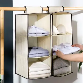 

3/5 Layers Household Storage Artifact Clothing Storage Bag for Handbags T-shirt Non-woven Wardrobe Cloth Organizer