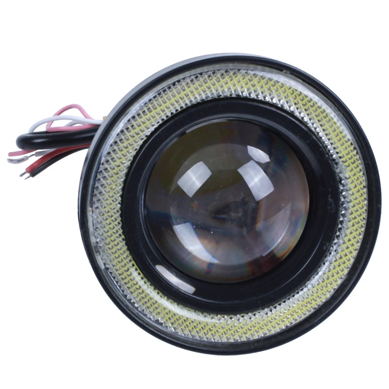 2Pcs Car Universal 3.5 Inch Cob Angel Eye Fog Lights Headlights Running Lights