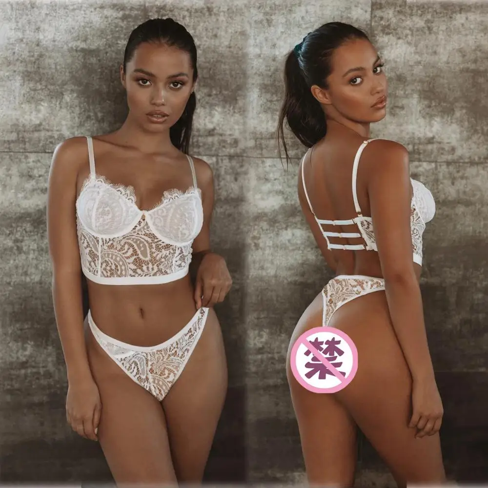 

BKLD Sexy Women Underwear Two Piece Lingerie Set Push Up Bra And Thong Set Nightwear Lace Hollow Out Summer Clothes For Women