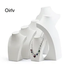 

Oirlv White Display Stand PU Leather Portrait Neck Necklace Display Stand Jewelry Neck Stand Jewelry Display Props