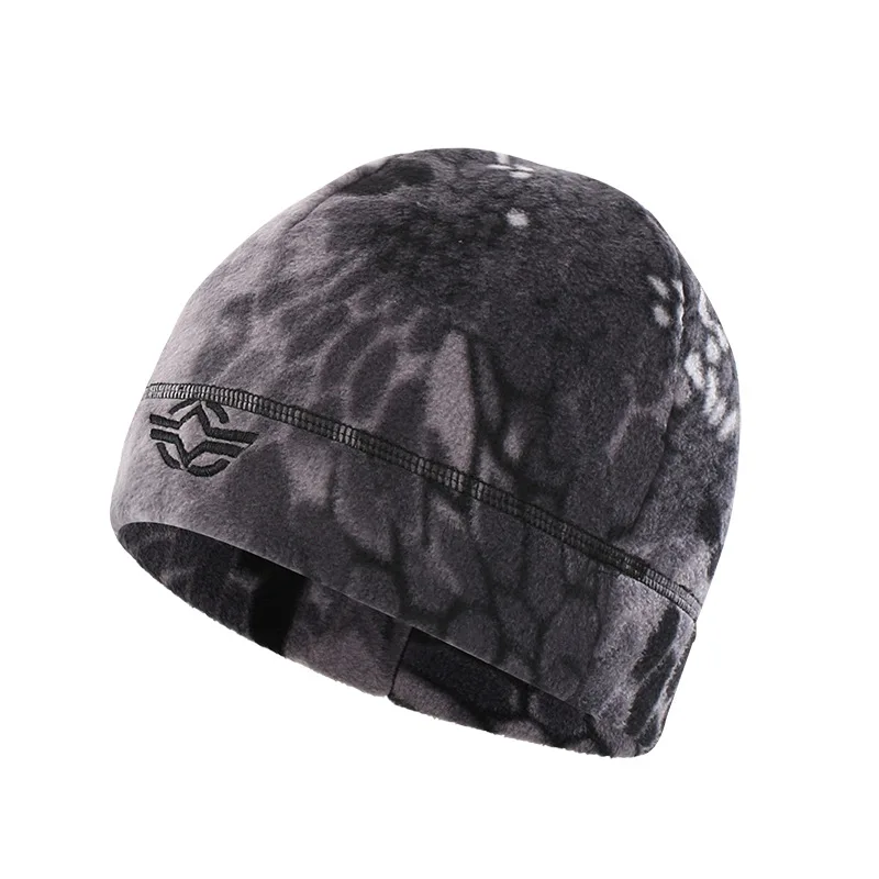 Black python lines Наружная двусторонняя флисовая шапка мужская походная Кепка s теплые ветрозащитные осенне-зимние шапки для рыбалки, велоспорта, военная тактическая Кепка - Цвет: Black python lines