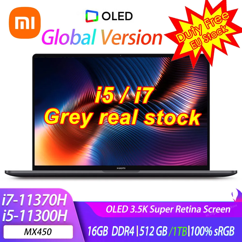 Ультратонкий ноутбук Xiaomi Mi Laptop Pro 15 i7-11370H/i5-11300H MX450 3 5 K OLED 6 дюймов 16 Гб DDR4 512 ГБ/ТБ SSD