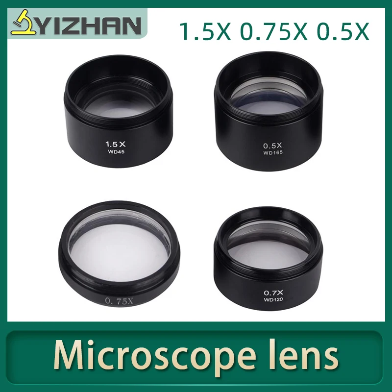 YIZHAN WD165 WD30 WD120 Trinocular Microscope Stereo Auxiliary Objective Lens Barlow 0.5X 0.7X 0.75X 1.5X | Инструменты