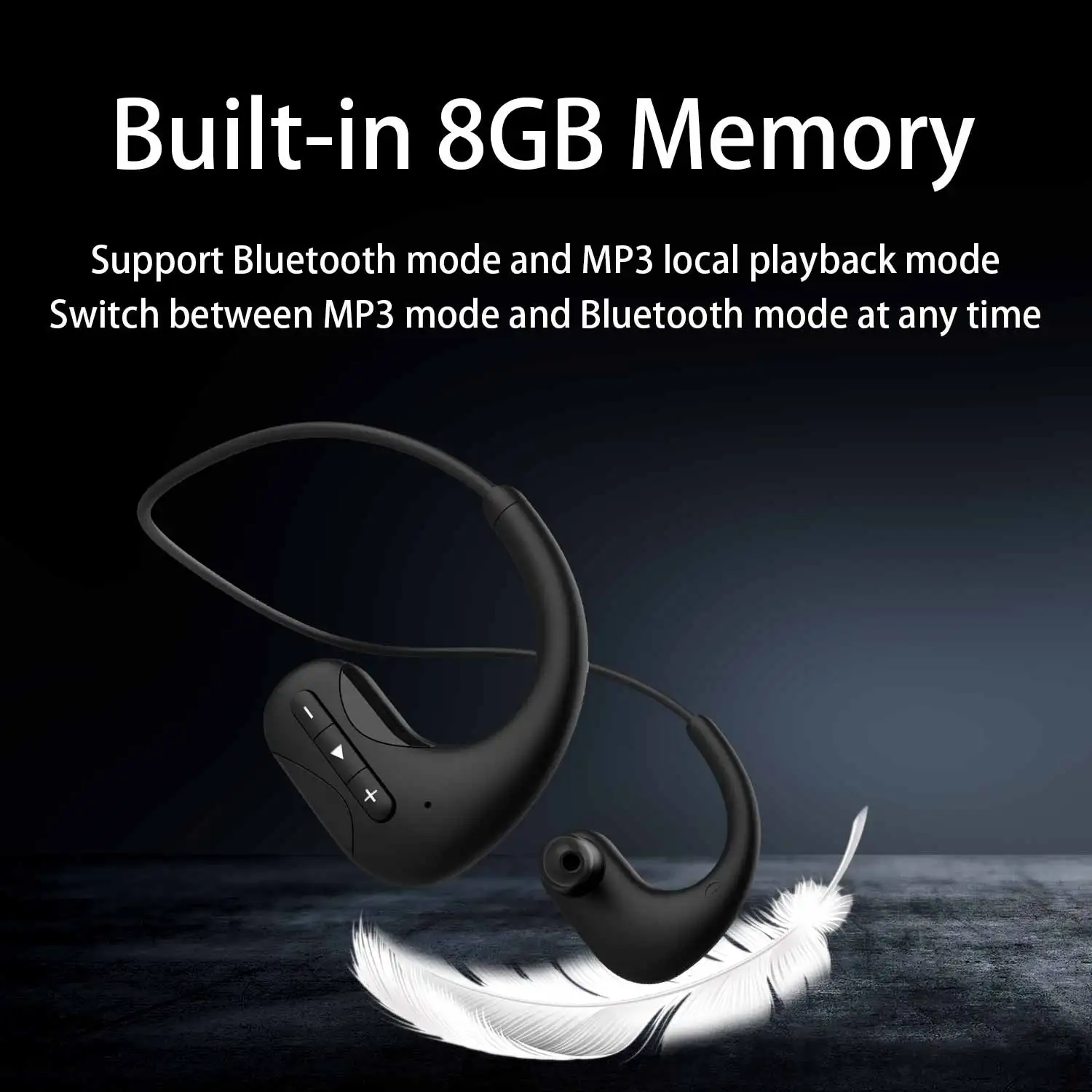 Aikswe-fones de Ouvido sem Fio Fones de Ouvido Bluetooth 8gb Fones de Ouvido Ipx8 Impermeável Leitor de Música Mp3 Headconjunto Esportivo para Xiaomi - Image 5