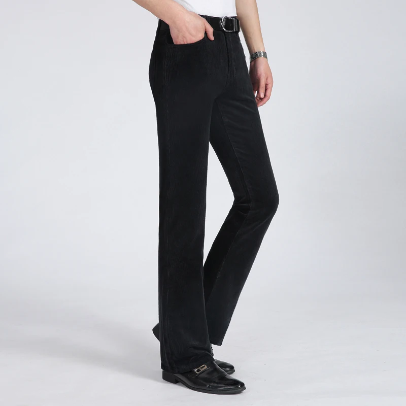 Men's Casual pants Autumn and Winter New Thick Men's Black Casual pants Corduroy Male Loose Corduroy FIare