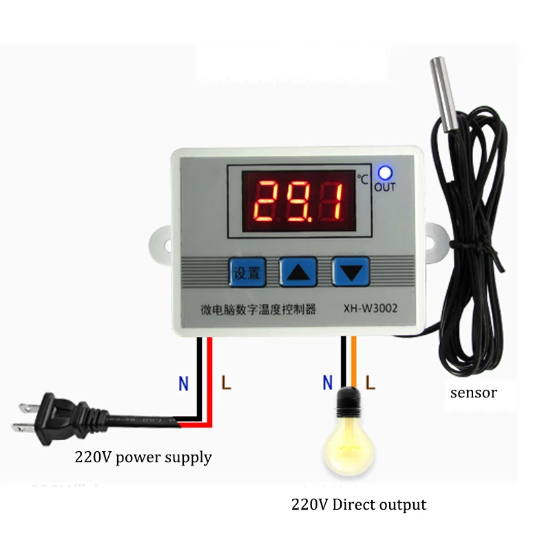 Pymeter XH-W3002 микрокомпьютер цифровой регулятор температуры интеллектуальный регулятор температуры цифровой дисплей Электронный темп