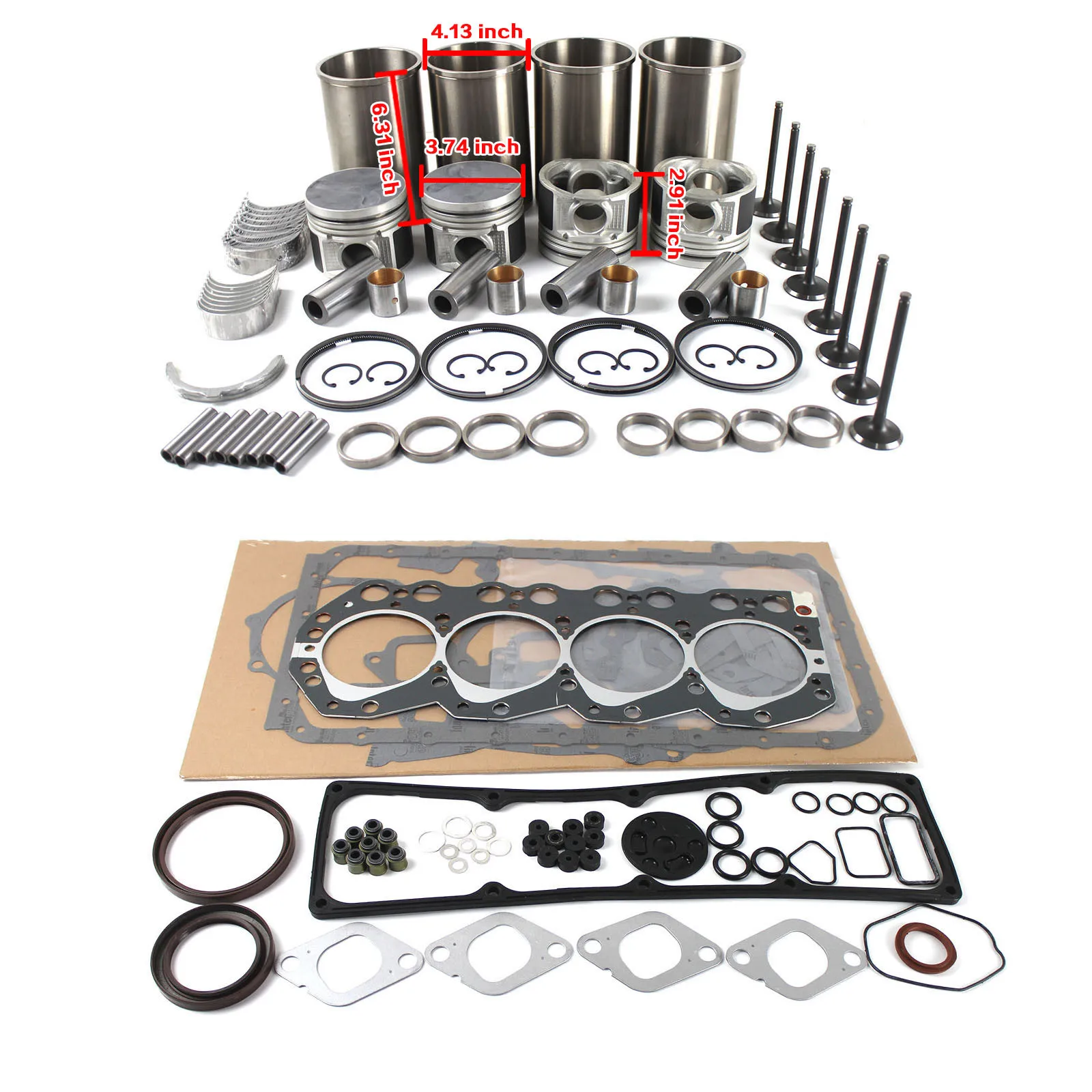 SINOCMP TD27 TD27T Engine Rebuild Kit with Valves for Nissan TCM Forklift D21 D22 +0.5mm Bearing 2j engine bearing