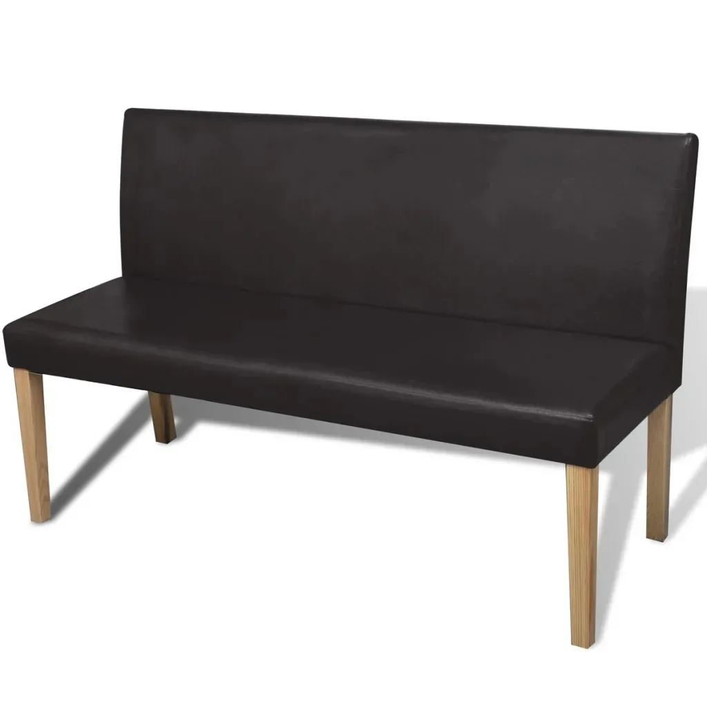 

VidaXL High Quality Dark Brown Leatherette Bench Durable Wooden Frame Thick Foam Padding Bench With Soft Backrest V3