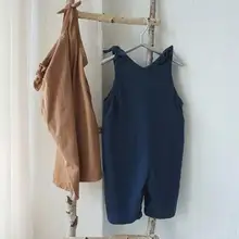 INS/ Модный цельный комбинезон с v-образным вырезом и широкими штанинами, детские штаны для мальчиков и девочек Повседневный осенний простой детский комбинезон, штаны