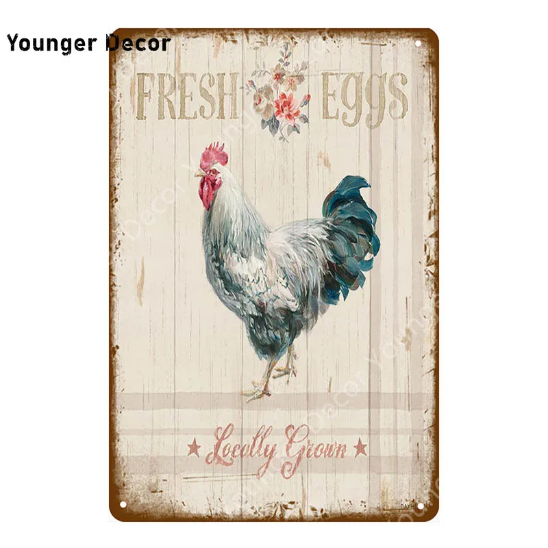 Fresh Eggs Black Grouse Metal Signs Beef Cow Chicken Meat Collection Poster Vintage Wall Painting Craft Farm House Decor YI-164