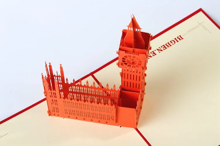 3D Card the United Kingdom the Big Ben Clock Creative Travel Anniversary Handmade Blessing Thank-You Card Wholesale Customizable