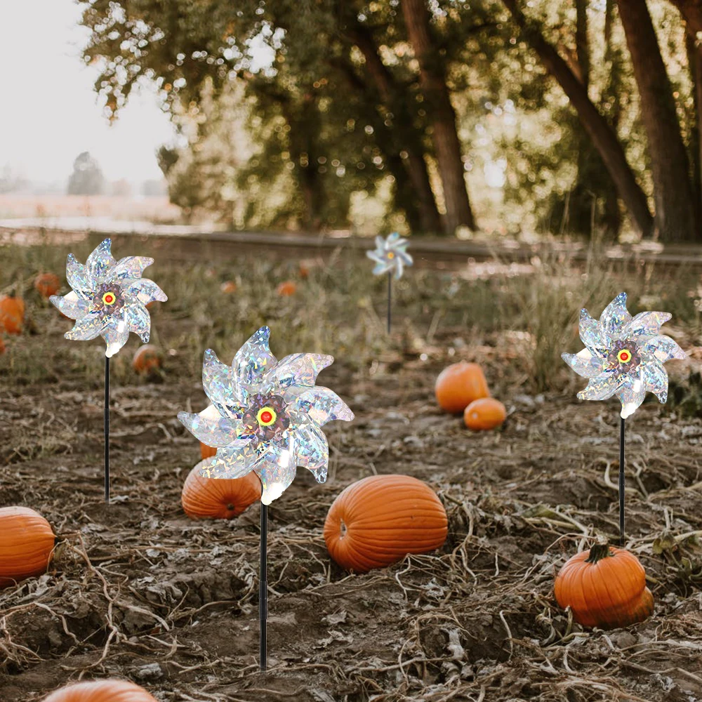10pcs Bird Repeller Pinwheel Drive Away Birds Sparkly Spinner Bird