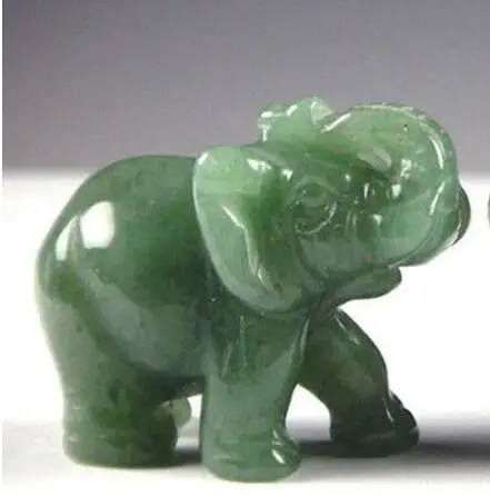 YM 304 2.2 INCH Green Aventurine Jade Stone Craving Lucky elephant Feng Shui statue