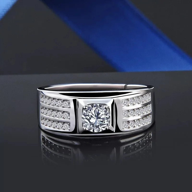 

Mens Ring S925 Silver Diamond Resizable Nose Wedding Bands Ring Fine Jewelry Christmas Bohemia Luxury 925 Silver Ring Men