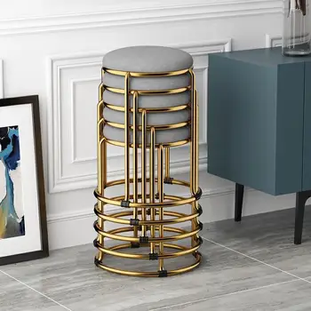 GY złoto tytanowe stołek stołek stołek moda kreatywny mały okrągły stołek stołek kosmetyczny nowoczesny minimalistyczny ławka tanie i dobre opinie CN (pochodzenie) Metal Simple and modern