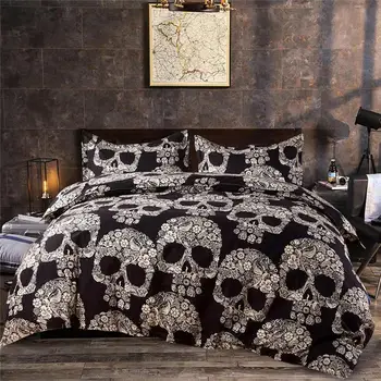 

35 Sugar Skull Bedding Set 3 pcs Polyester Duvet Cover with Pillowcase King Queen Double Nightmare Before Christmas 80012