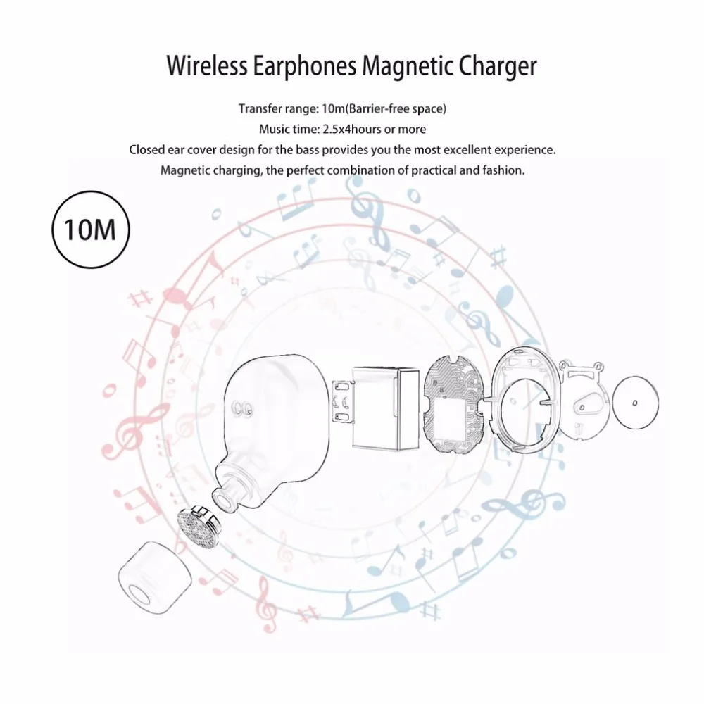QP-W10 Bluetooth V4.2 Близнецы настоящие беспроводные наушники-вкладыши с одним ключом управления наушники с магнитным зарядным устройством