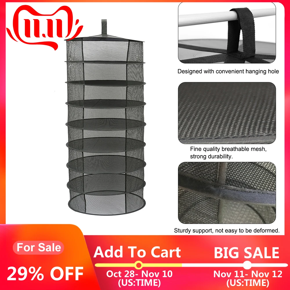 

4/6/8 Layers Folding Drying Rack Hanging Basket Herb Dry Net Opening Shape Dryer Bag Mesh For Herbs Flowers Buds Plants