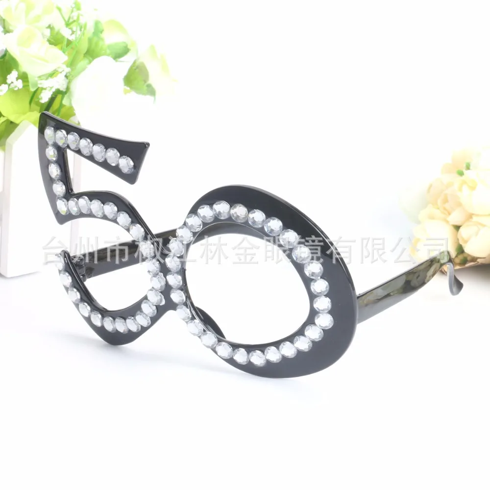 Hot Sales Creative with Numbers 50 Toy Glasses Party Glasses Supplies Photographic Prop Holiday Ball Dressing up Glasses