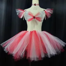 Для бара, ночного клуба, женские костюмы для танцев на шесте, сексуальное бикини, для выступлений, танцевальный костюм, розовый, красный, кристаллы, кисточка, бюстгальтер, Dj шоу, платье с открытой спиной