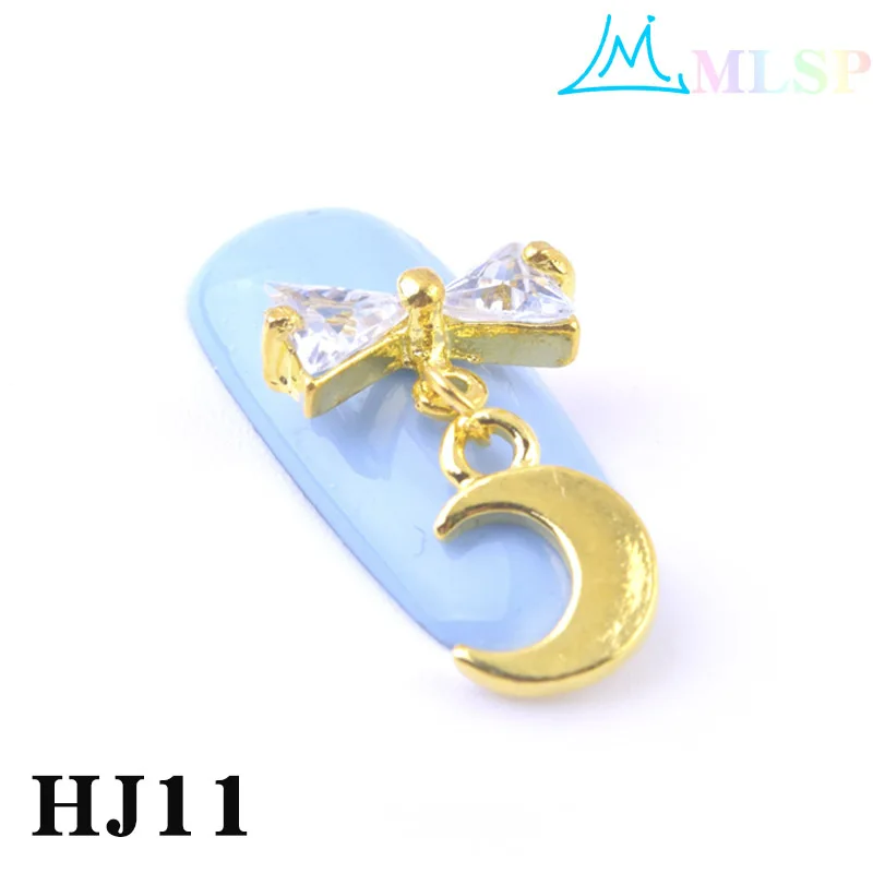 10 шт./лот, циркониевые украшения для дизайна ногтей, подвесные модели для ногтей, алмазные длинные висячие металлические Стразы для ногтей, изысканные Кристальные Звездные бриллианты - Цвет: HJ11-10pcs