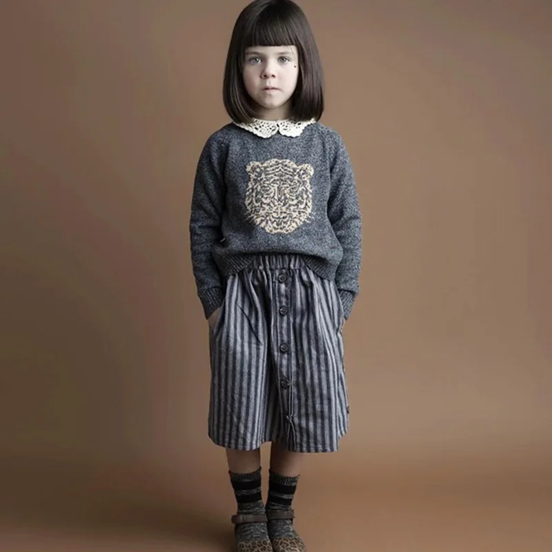 Baratos Tocoto Vintage niños niñas suéteres de invierno y falda niños niñas niños jerséis de tigre marca de moda niños invierno ropa de punto