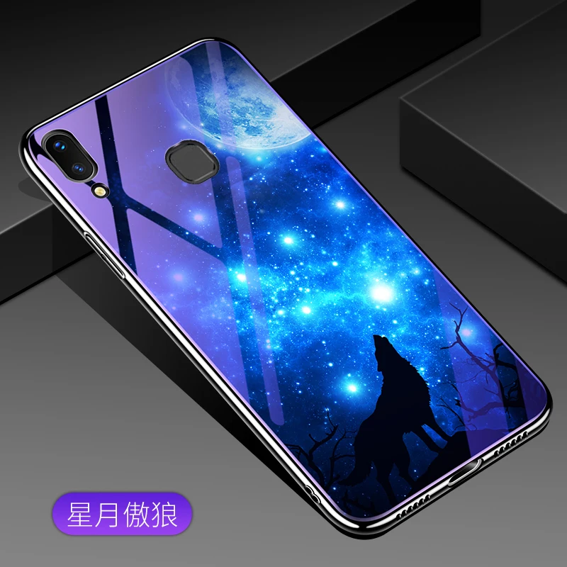 Чехол для телефона huawei Honor 10 Lite, чехол Coque On для huawei Honor 8 9 Lite 9i Play 8A 8C 8x Max V8 V9 V10 V20 Note 10 20 9X Pro, синие легкие чехлы из закаленного стекла, бампер - Цвет: 1