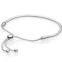 925 Sterling Silver Bracelet Moments Sliding Clasp Adjust Pan Bracelet Bangle Fit Women Bead Charm Diy Europe Jewelry