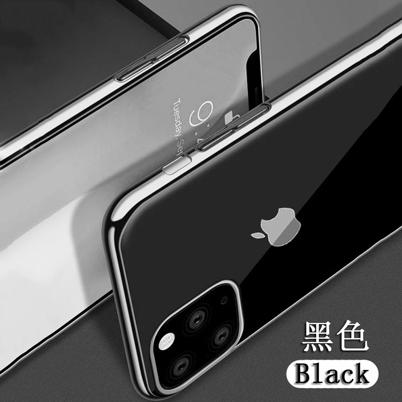 Для iphone 11 Pro Max специальный ультратонкий прозрачный защитный чехол для iphone 5 5S SE 6 6S 7 8 Plus X XR XS Max чехол для телефона - Цвет: Black