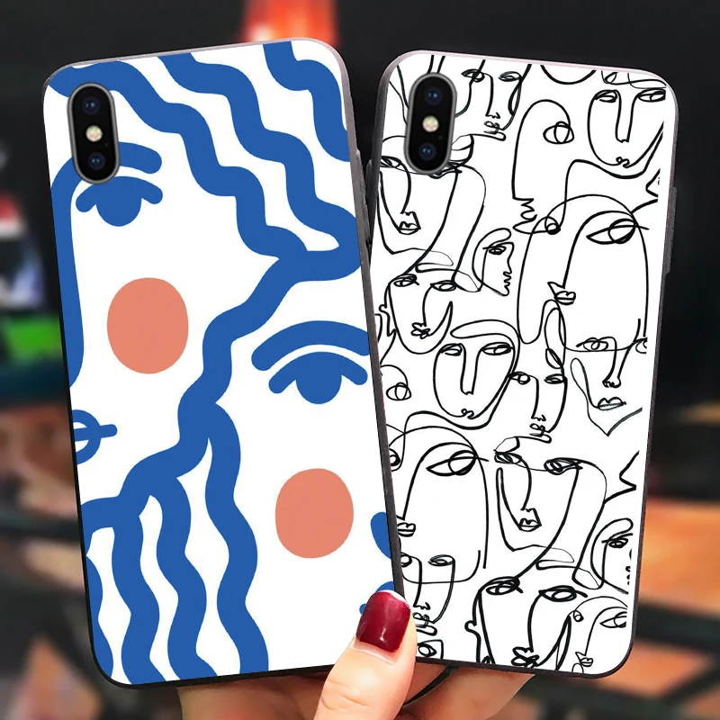 simple line art Phone Case For Huawei P20 P10 P9 P8 Lite 2017 Soft Silicone Back Cover Pro Mini | Мобильные телефоны и
