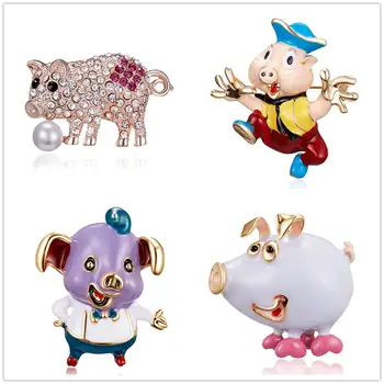 

Enamel Pig Brooches for Women Chinese Pig Year Animal Pins Cute Cartoon Style Brooch Good Gift