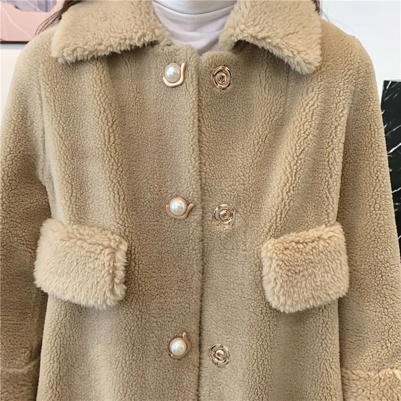 Утолщенное меховое шерстяное пальто для женщин осеннее и зимнее Модное Длинное свободное теплое пальто большого размера